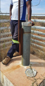 Pressure Transducer and GPRS System secured inside borehole with bolt and special alleb sockets (Namibia)